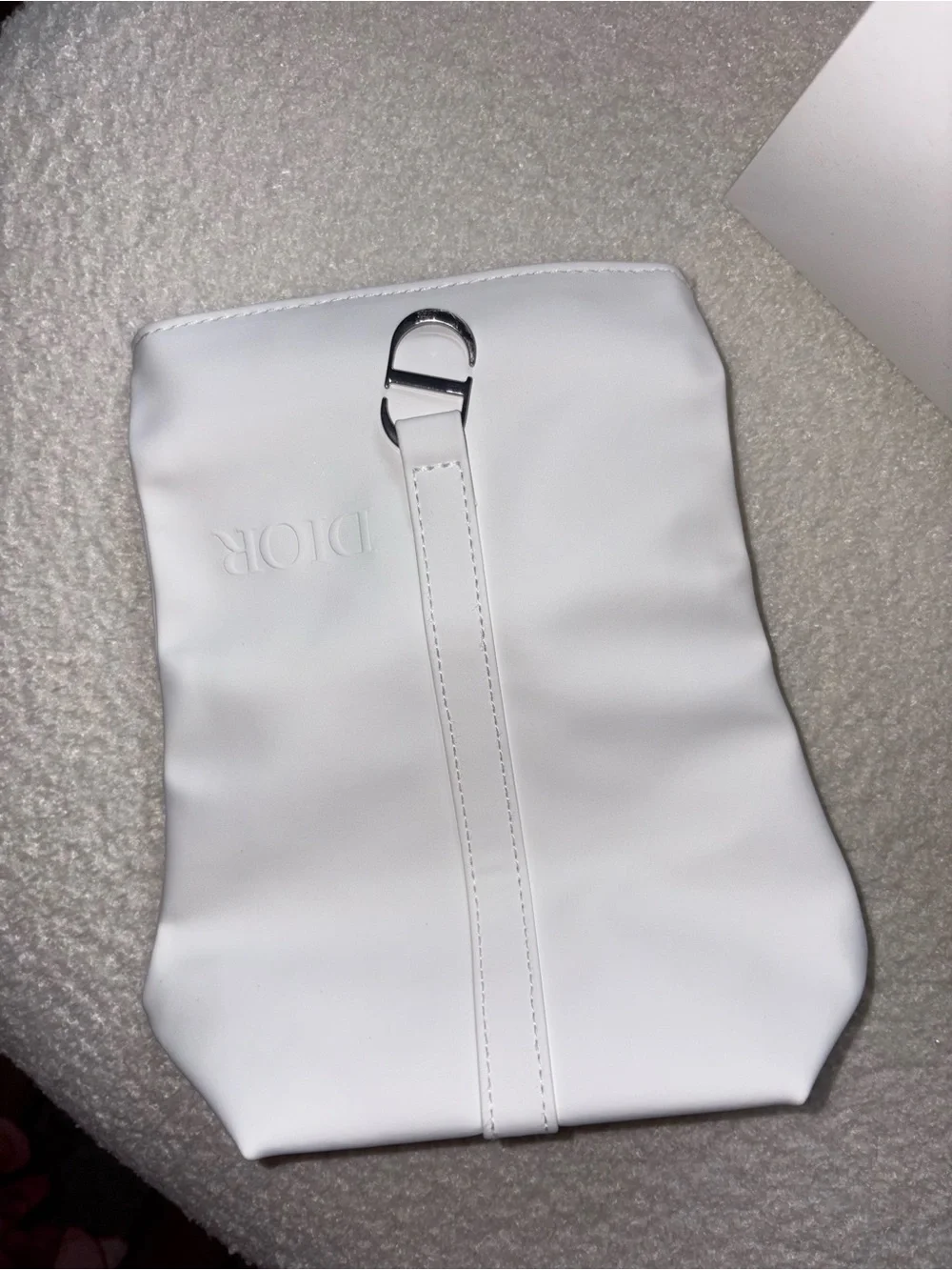 Dior White Leather Fold-Over Clutch ,Le Bane hand cream-jadore mini perfume